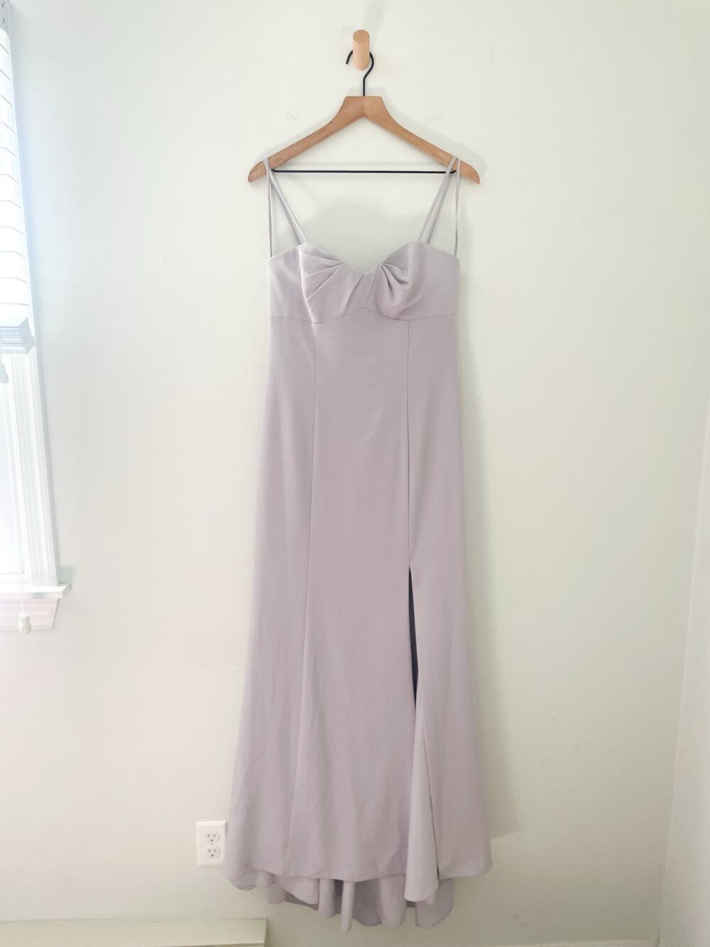NWT Amsale Angie Maxi Dress Size 10 Gray Dove Crepe Formal Wedding Bridesmaid